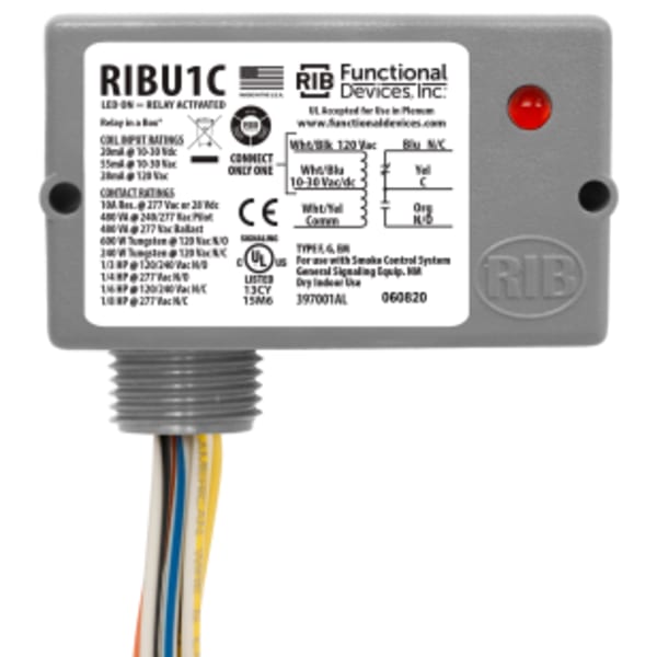 Pilot Relay, 10 Amp SPDT, 10-30 Vac/dc/120 Vac Coil, NEMA 1 Housing