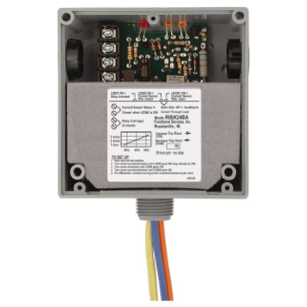 Current Switch and Relay Combination, 20 Amp SPDT, 24Vac/dc Coil, Adjustable, 0.5-20 Amp, NEMA 1 Housing