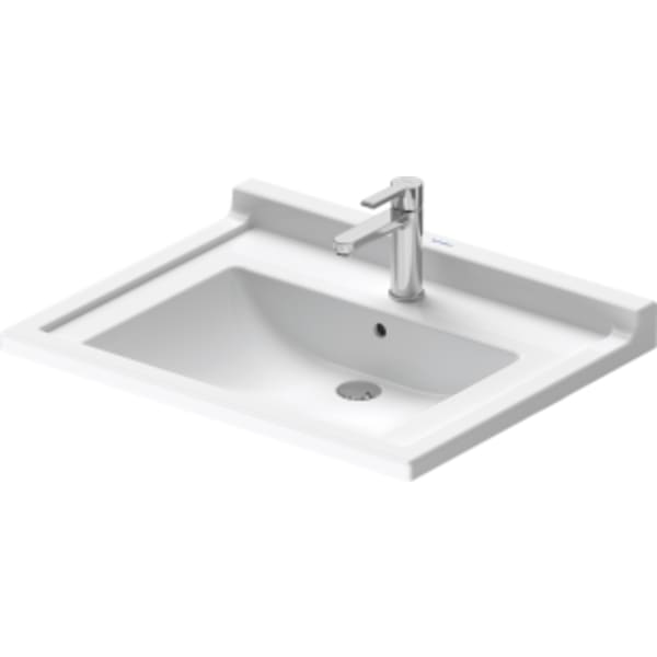Duravit Starck 3 27 1/2" Rectangular Wall Mounted Sink in White with Widespread Faucet Holes and with Overflow