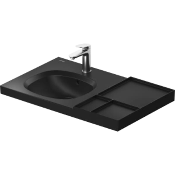 Duravit Aurena 31 3/4" Rectangular Wall Mounted Sink in Matte Black with Single Faucet Hole and with Overflow