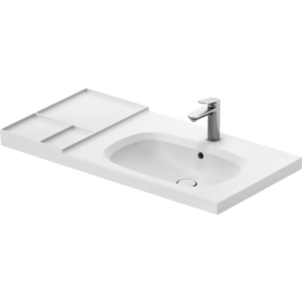 Duravit Aurena 39 3/8" Rectangular Wall Mounted Sink in Satin Matte White with Single Faucet Hole and with Overflow