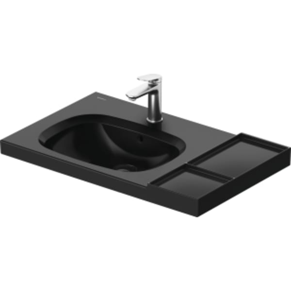 Duravit Aurena 31 3/4" Rectangular Wall Mounted Sink in High Gloss Black with Single Faucet Hole and with Overflow