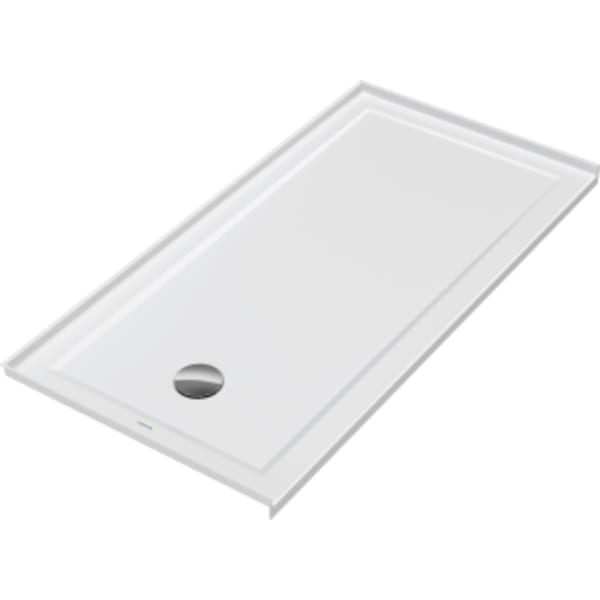 Duravit Architec 60" x 30" Rectangular Acrylic Single Threshold Shower Base in White with Left Drain, Drain Sold Separately