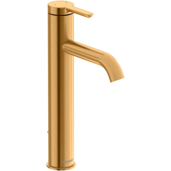 Duravit C.1 10 3/8" Single Hole Vessel Sink Faucet in Brushed Gold, Drain Included