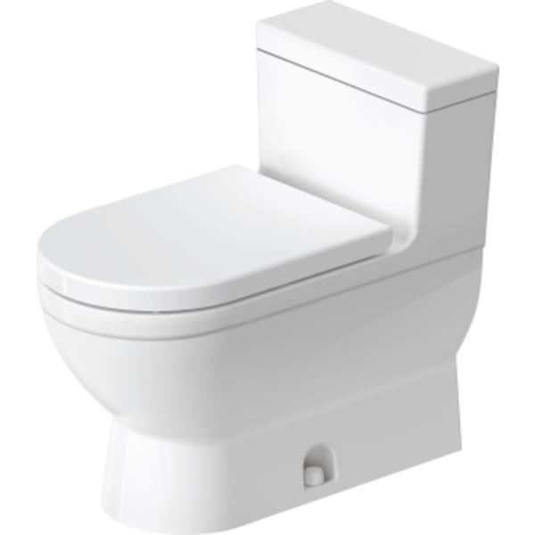 Duravit Starck 3 1.28 GPF Single Flush Elongated One Piece Toilet in White, Right Lever Flush - Seat Included