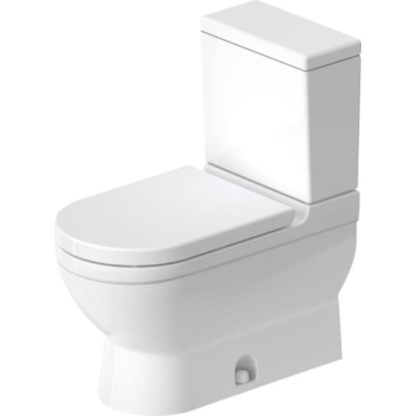 Duravit Starck 3 1.28 GPF Single Flush Elongated Two Piece Toilet in White with HygieneGlaze, Left Lever Flush - Seat Included