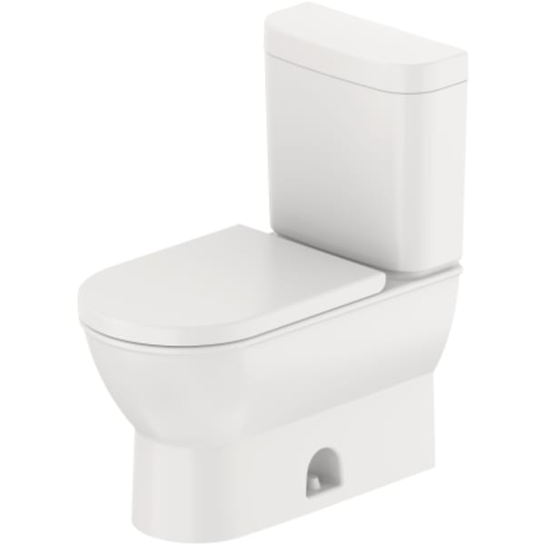 Duravit Darling New 1.28 GPF Single Flush Elongated Two Piece Toilet in White with HygieneGlaze, Left Lever Flush - Seat Included