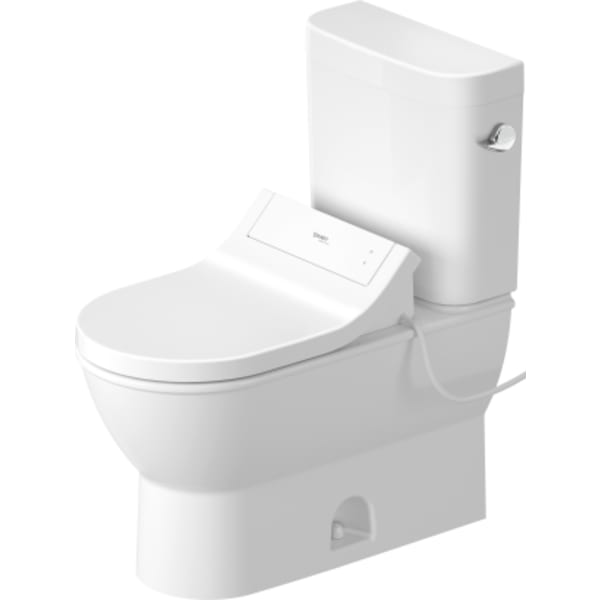 Duravit Darling New 1.28 GPF Single Flush Two Piece Toilet in White with HygieneGlaze, Right Lever Flush - Seat Included