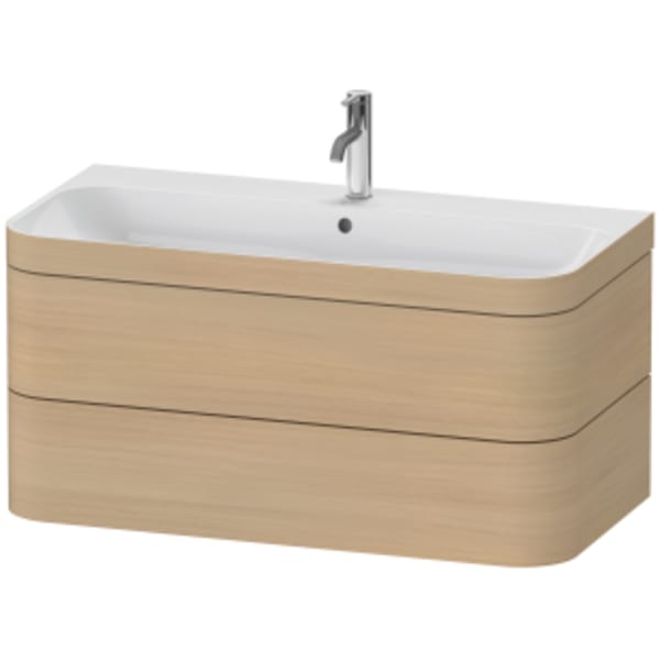 Duravit Happy D.2 38 3/8" Wall Mount Two Drawer c-bonded Single Vanity in Mediterranean Oak, Including Cabinet and Single Hole Sink