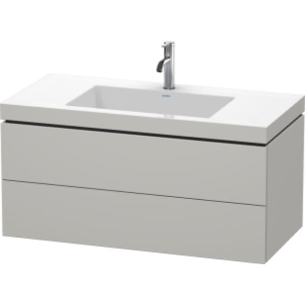 Duravit L-Cube 39 3/8" Wall Mount Two Drawer c-bonded Single Vanity in Matte Concrete Gray, Including Cabinet and Single Hole Sink
