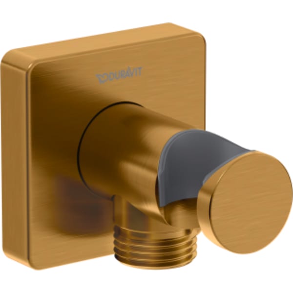 Duravit DuraShower Square Wall Outlet with Handshower Holder in Brushed Gold