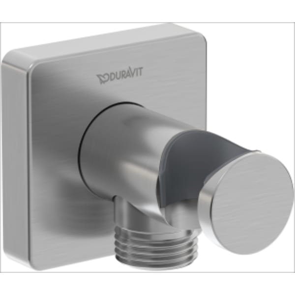 Duravit DuraShower Square Wall Outlet with Handshower Holder in Brushed Nickel