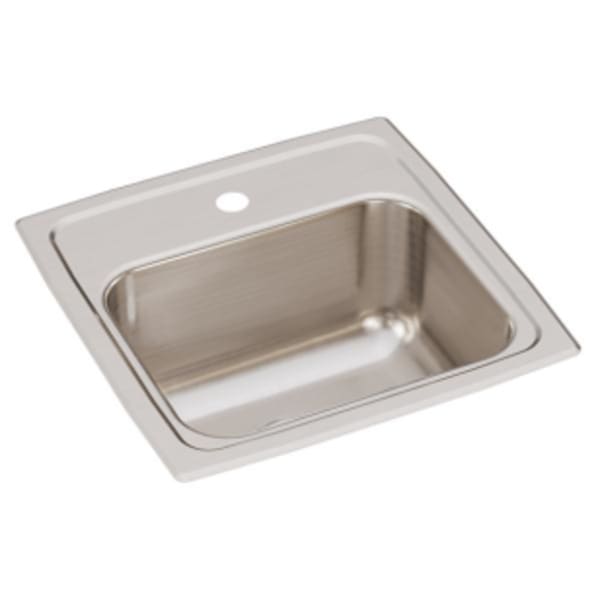 Elkay Lustertone Classic Stainless Steel 15" x 15" x 7-1/8" 1-Hole Single Bowl Drop-in Bar Sink with 3-1/2" Drain in Lustrous Satin
