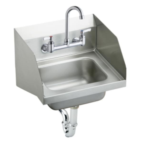 Elkay Stainless Steel 16-3/4" x 15-1/2" x 13" Single Bowl Wall Hung Handwash Sink Kit