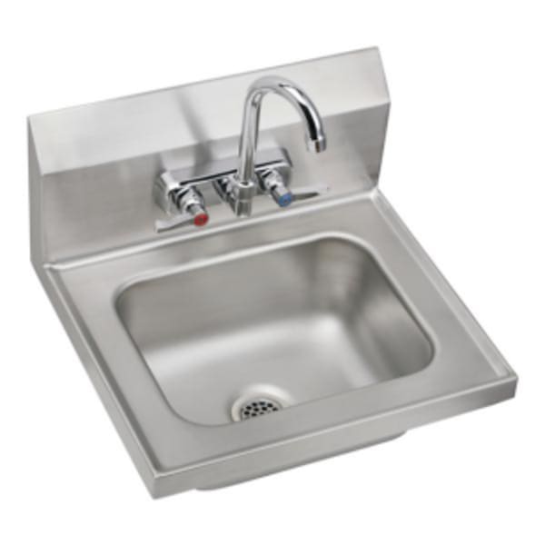 Elkay Stainless Steel 16-3/4" x 15-1/2" x 13" Single Bowl Wall Hung Handwash Sink Kit