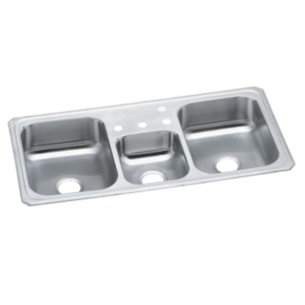 Elkay Celebrity Stainless Steel 43" x 22" x 7" 2-Hole Triple Bowl Drop-in Sink in Brushed Satin