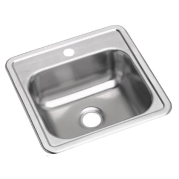 Dayton Stainless Steel 15" x 15" x 5-3/16" 1-Hole Single Bowl Drop-in Bar Sink with 2" Drain Opening