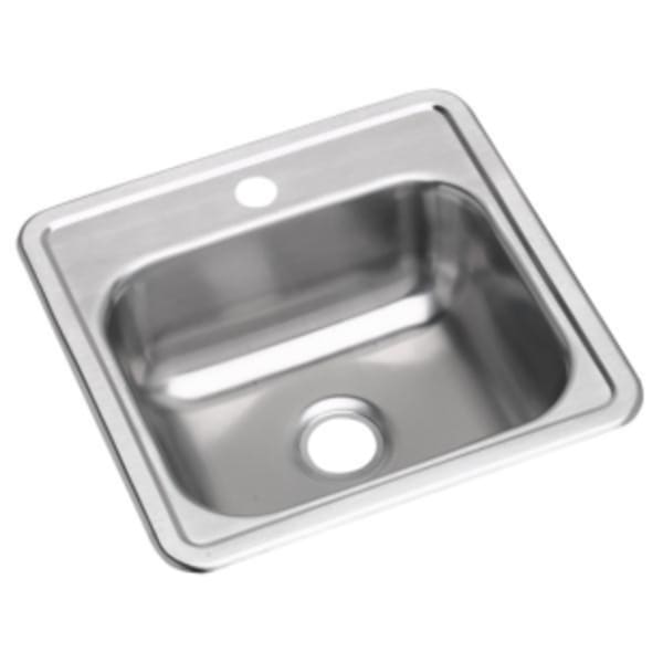 Dayton Stainless Steel 15" x 15" x 5-3/16" 1-Hole Single Bowl Drop-in Bar Sink with 3-1/2" Drain Opening