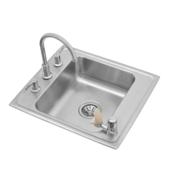 Elkay Lustertone Classic Stainless Steel 22" x 19-1/2" x 7-1/2" Single Classroom Sink + Faucet/Bubbler Kit