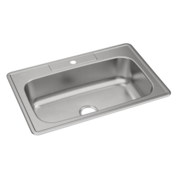 Dayton Stainless Steel 33" x 22" x 8-1/16" 1-Hole Single Bowl Drop-in Sink