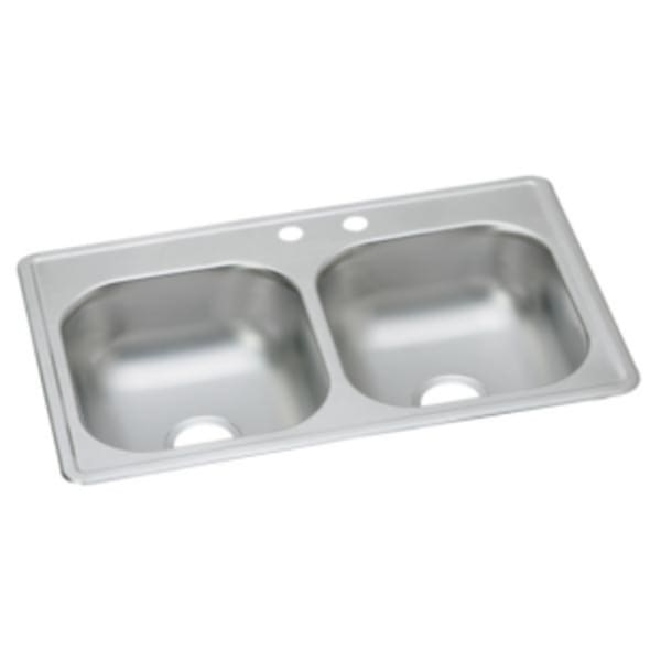 Dayton Stainless Steel 33" x 19" x 8" MR2-Hole Equal Double Bowl Drop-in Sink