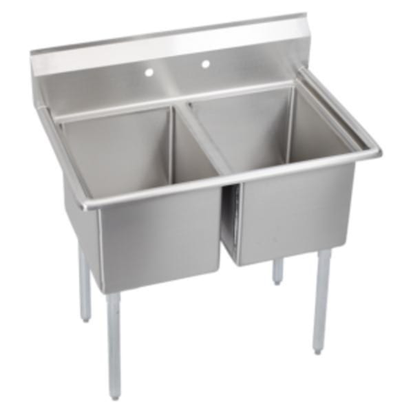 Elkay Dependabilt Stainless Steel 39" x 25-13/16" x 43-3/4" 18 Gauge Two Compartment Sink with Stainless Steel Legs