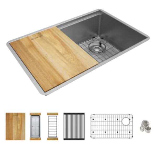 Elkay Crosstown 16 Gauge Workstation Stainless Steel 28-1/2" x 18-1/2" x 8-1/2" Single Bowl Undermount Sink Kit