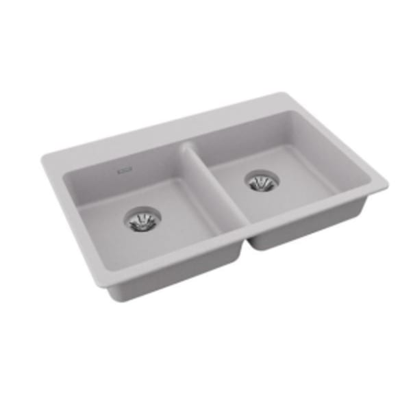 Elkay Quartz Classic 33" x 22" x 5-1/2" Double Bowl Drop-in ADA Sink with Perfect Drain Greystone