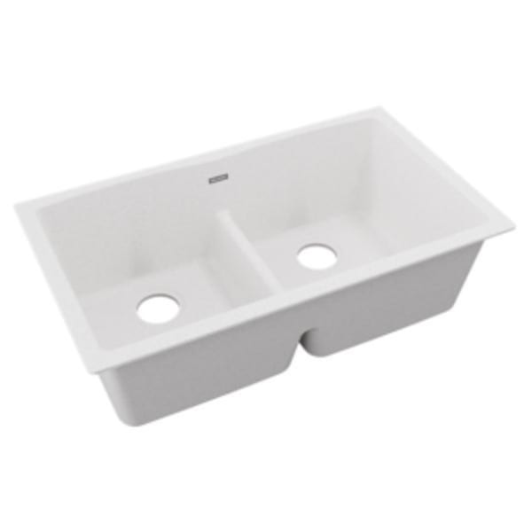 Elkay Quartz Classic 33" x 19" x 10" Equal Double Bowl Undermount Sink with Aqua Divide White