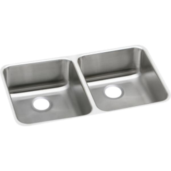 Elkay Lustertone Classic Stainless Steel 30-3/4" x 18-1/2" x 10" Equal Double Bowl Undermount Sink with Left Drain