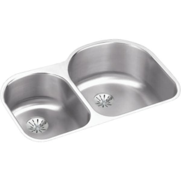 Elkay Lustertone Classic Stainless Steel 31-1/4" x 20" x 10" Offset 40/60 Double Undermount Sink w/Perfect Drain
