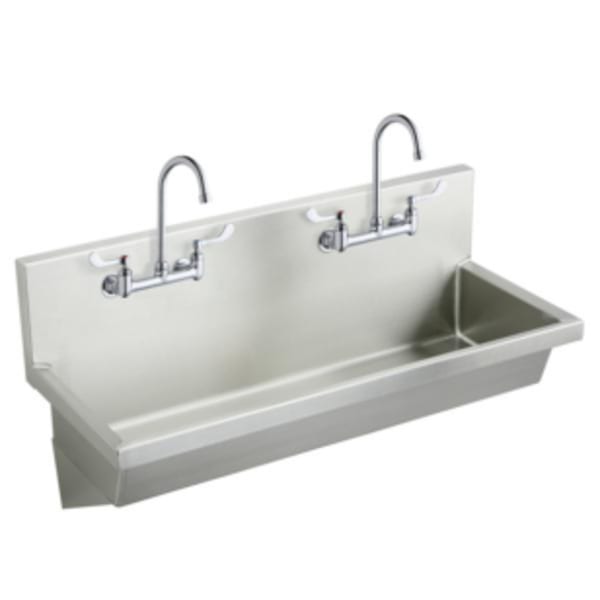 Elkay Stainless Steel 48" x 20" x 8" Wall Hung Multiple Station Hand Wash Sink Kit
