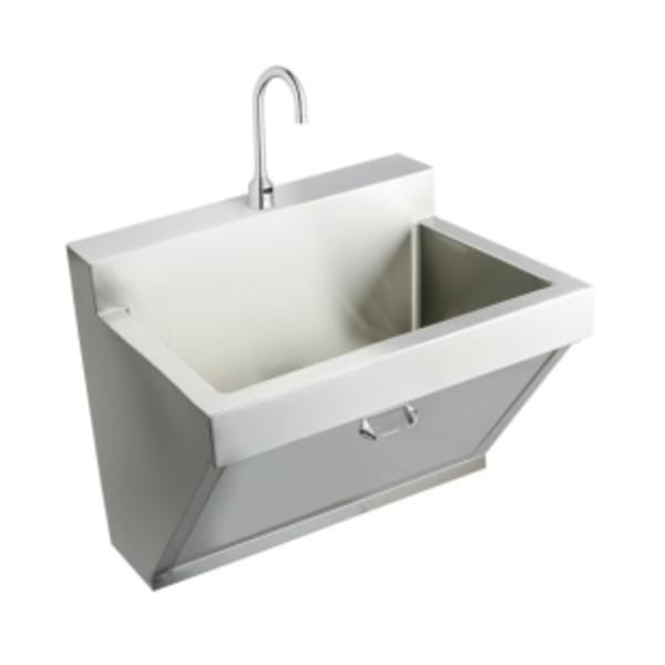 Elkay Stainless Steel 30" x 23" x 26" Wall Hung Single Bowl Surgeon Scrub Sink Kit