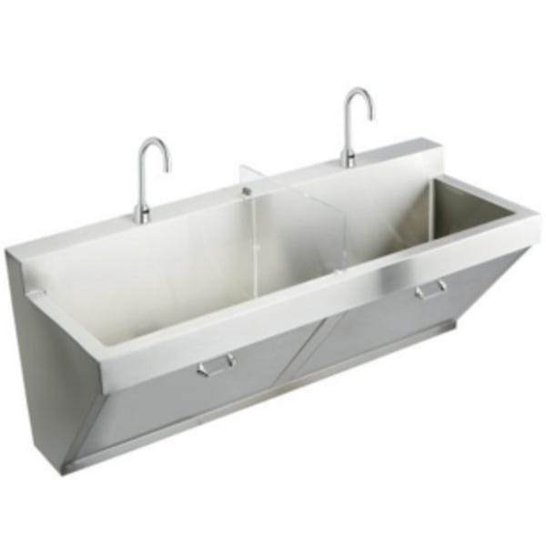 Elkay Stainless Steel 60" x 23" x 26" Wall Hung Double Station Surgeon Scrub Sink Kit