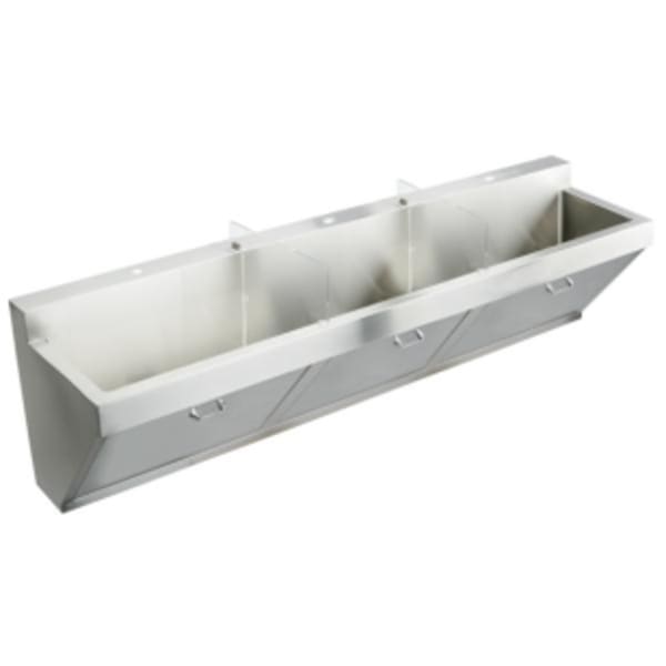 Elkay Stainless Steel 90" x 23" x 26" Wall Hung Triple Station Surgeon Scrub Sink