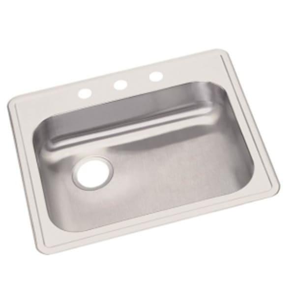 Dayton Stainless Steel 25" x 22" x 5-3/8" 4-Hole Single Bowl Drop-in Sink with Left Drain