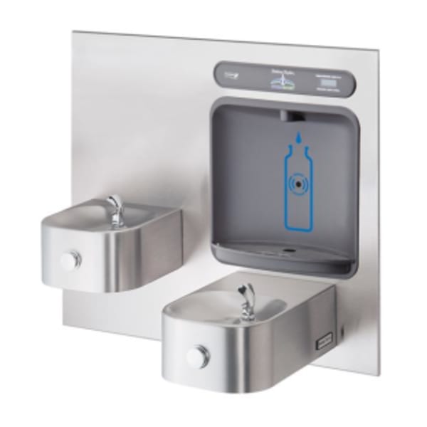 Halsey Taylor HydroBoost Bottle Filling Station & Bi-Level Integral Contour Fountain Non-Filtered Non-Refrigerated Stainless