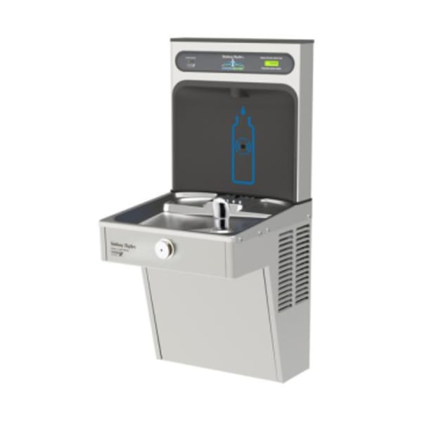 Halsey Taylor HydroBoost Bottle Filling Station & Single Vandal-Resistant Cooler High Efficiency Filtered Refrigerated Stainless