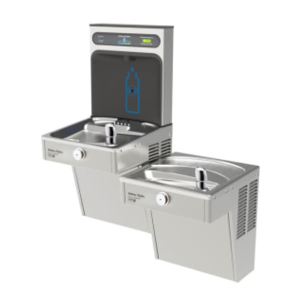 Halsey Taylor HydroBoost Bottle Filling Station & Bi-Level Vandal-Resistant Cooler High Efficiency Filtered Refrigerated Stainless