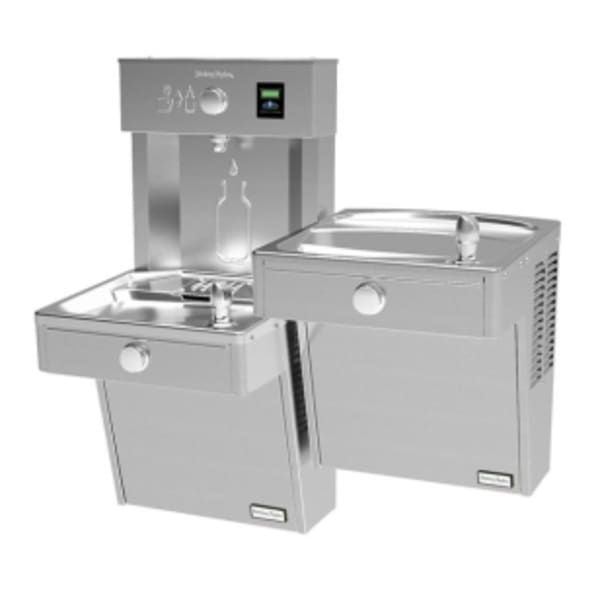 Halsey Taylor HydroBoost Vandal-Resistant Bottle Filling Station & Bi-Level Reverse ADA Cooler Non-Filtered Refrigerated Stainless