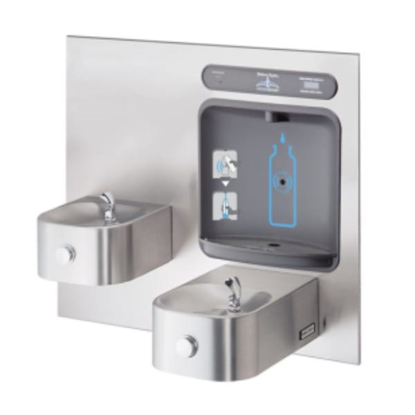 Halsey Taylor HydroBoost Bottle Filling Station & Bi-Level Integral Contour Fountain Filtered Non-Refrigerated Stainless