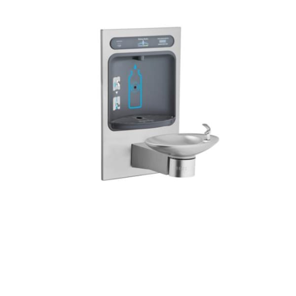 Halsey Taylor HydroBoost Bottle Filling Station & Integral OVL-II Fountain Filtered Non-Refrigerated Stainless