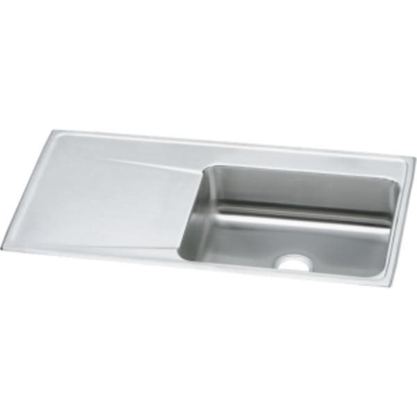 Elkay Lustertone Classic Stainless Steel 43" x 22" x 7-5/8", Single Bowl Drop-in Sink with Drainboard