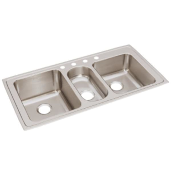Elkay Lustertone Classic Stainless Steel 43" x 22" x 10" Triple Bowl Drop-in Sink