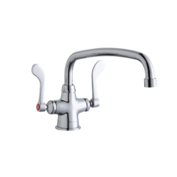 Elkay Single Hole with Concealed Deck Faucet with 14" Arc Tube Spout 4" Wristblade Handles Chrome