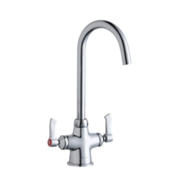 Elkay Single Hole with Concealed Deck Laminar Flow Faucet with 5" Gooseneck Spout 2" Lever Handles Chrome