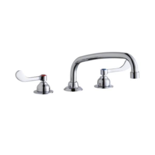 Elkay 8" Centerset with Concealed Deck Faucet with 10" Arc Tube Spout 4" Wristblade Handles Chrome