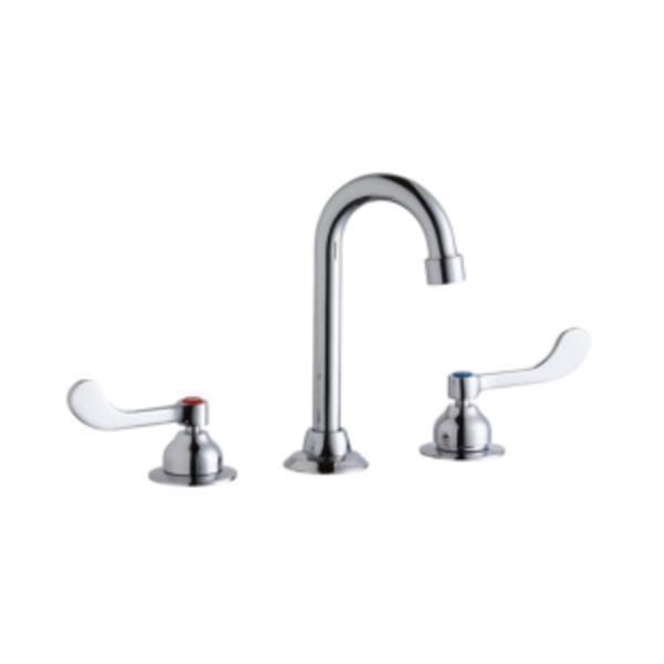 Elkay 8" Centerset with Concealed Deck Faucet with 4" Gooseneck Spout 4" Wristblade Handles Chrome