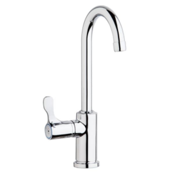 Elkay Single Hole 12-1/2" Vandal Resistant Deck Mount Faucet with Gooseneck Spout Lever Handle on Left Side Chrome