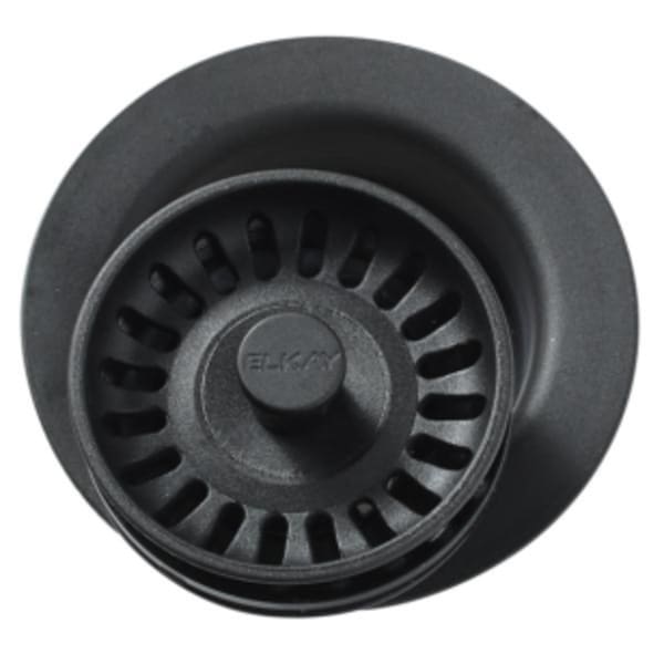 Elkay Polymer 3-1/2" Disposer Flange with Removable Basket Strainer and Rubber Stopper Black